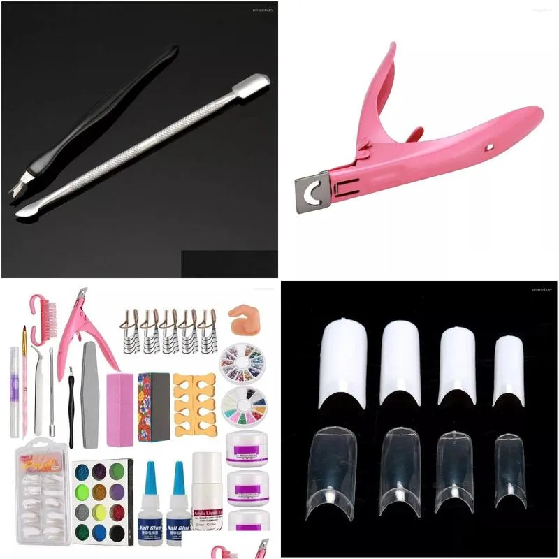 nail art kits 2023 set acrylic liquid glitter powder file brush form tips tools diy kit 27set