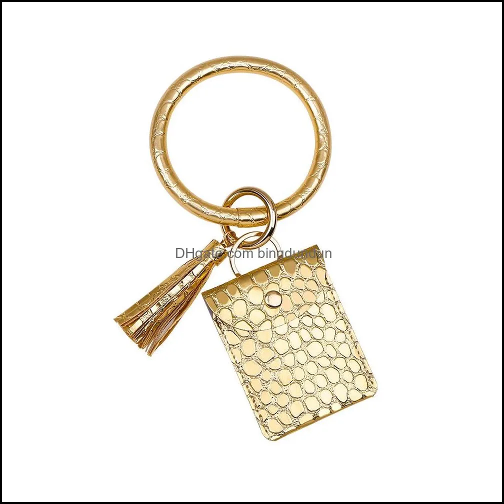 zero wallet bracelet key chain pu tassel leather card bag wrist key ring bracelet pendant wholesale rrb14621