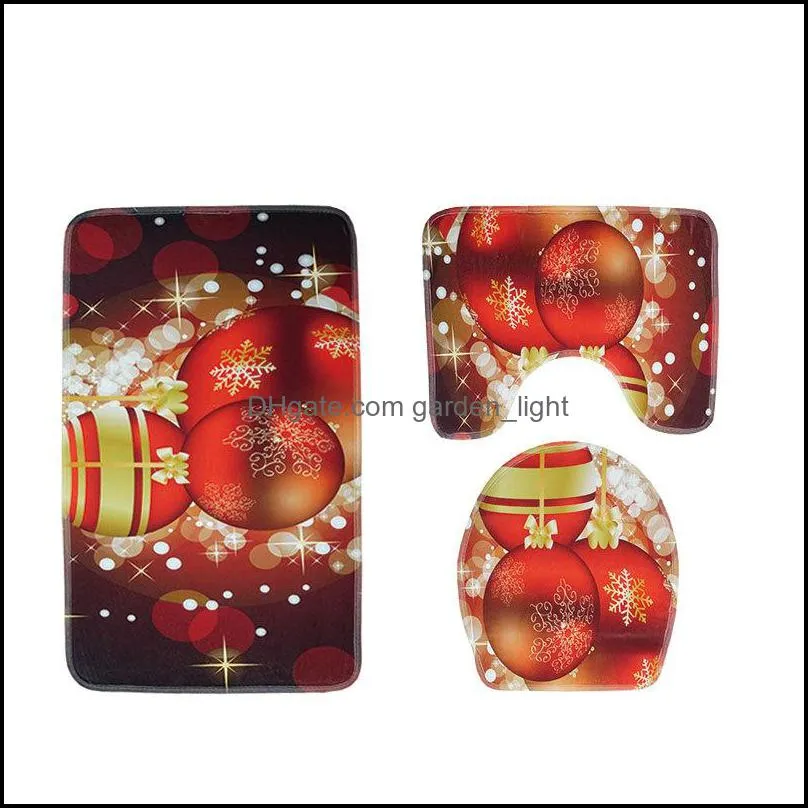 30lots xmas bath mats christmas toilet mat 3pcs/ set bathroom carpet toilet lid cover toilet seat cover rugs nonslipdh0228