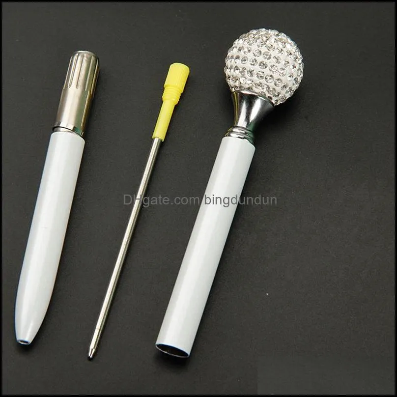 newcrystal element roller ball pen big diamond ballpoint pens gem wedding office supplies gift 11 colors rre12292