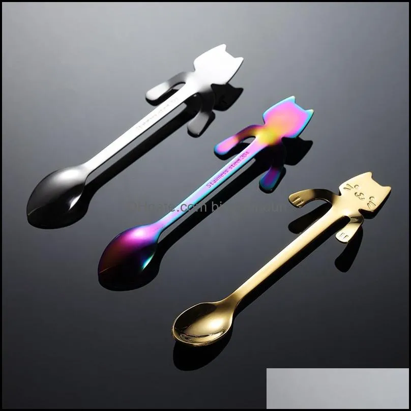 ain 304 stainless steel kitten hanging cup spoon crossborder coffee stirrer creative color cup gift tableware