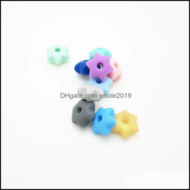 mini hexagram star silicone beads 10mm baby teething chewable loose beads diy nursing necklace pacifier accessory food grade silicone