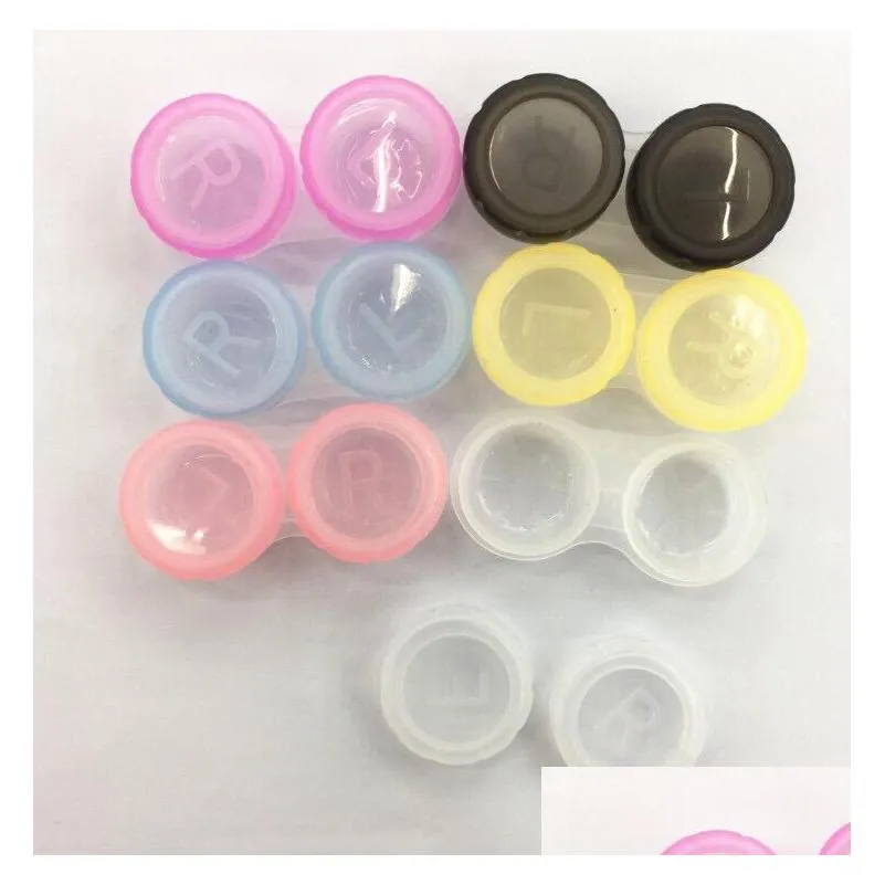 light colors 100pcs/lot colorful case contacts lenses box glasses lens case color doublebox lens case eyewear accessories