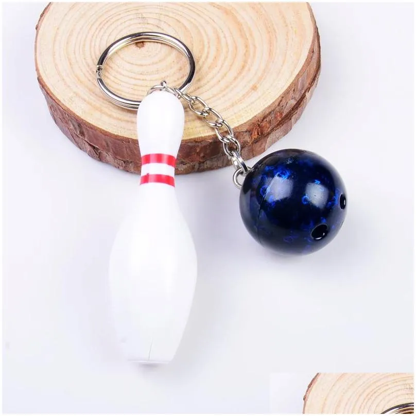 new metal bowling ball key chains fashion novelty sports key rings gifts for promotion shipping wa2080