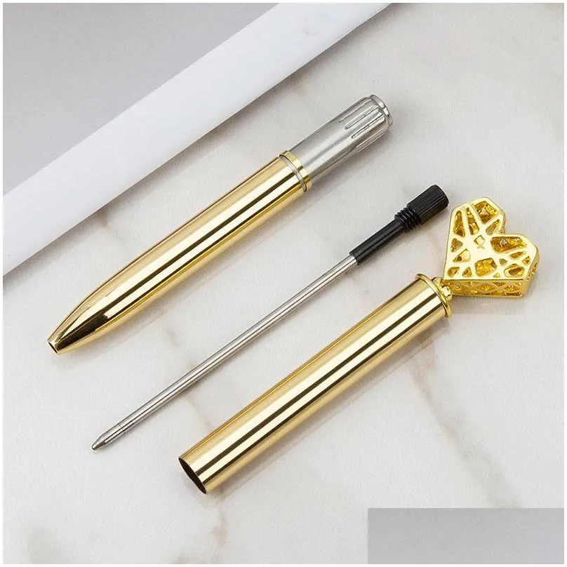 creative heart shaped ballpoint pen diy metal ball pens office school supplies valentines day gift