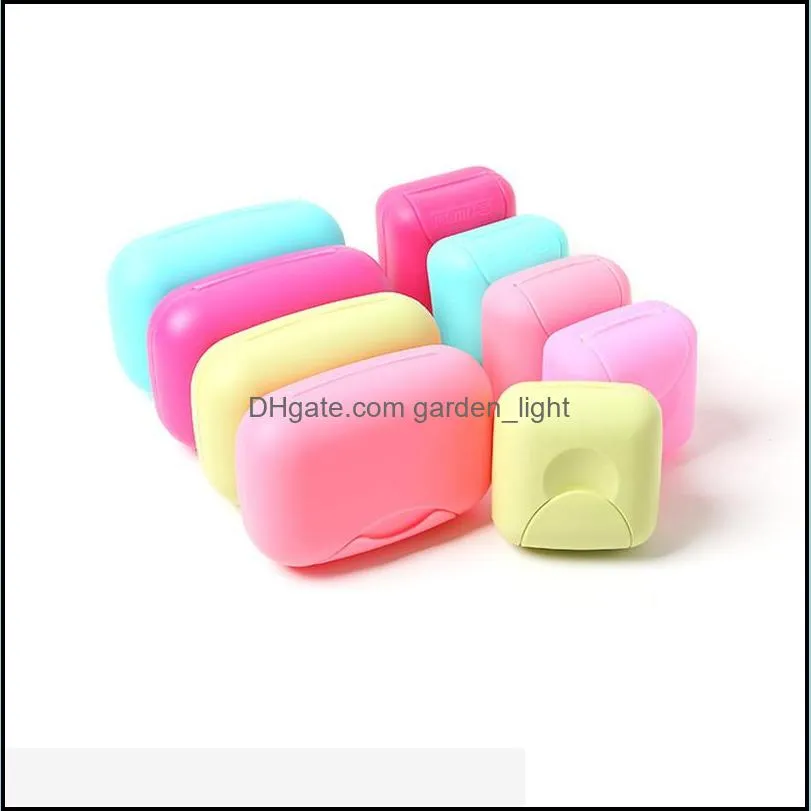 portable soap box plastic candy color travel lock seal soap box with lid home travel toilet soaps holder