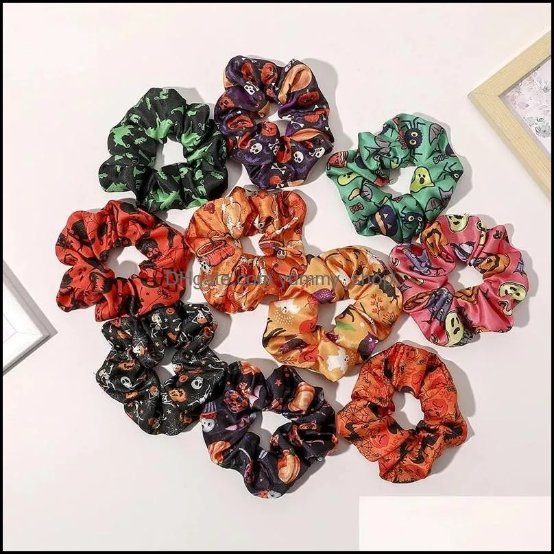 halloween scrunchie elastic rubber band wide hair band ponytail holder hair rope women girls hair accessories headdress hairband