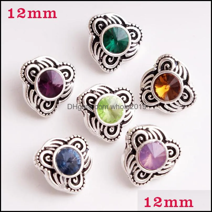 fashion mini rhinestone snap button jewelry components 12mm metal snaps buttons fit earrings bracelet bangle noosa tz003