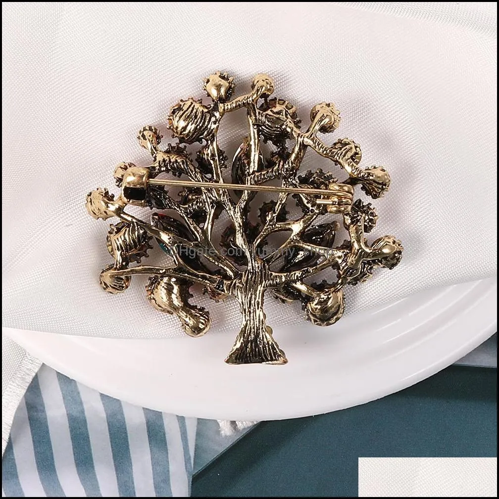 rhinestone trees brooches women men christmas tree party office casual colorful crystal brooch pins gifts