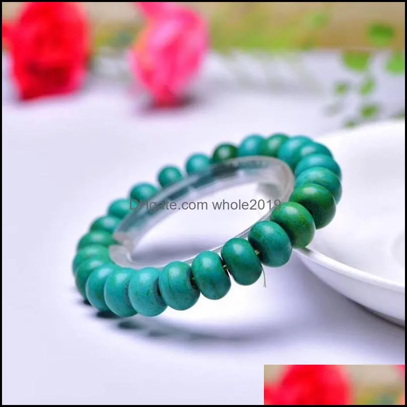 beaded strands wheel beads green stone bracelets evil spirits lucky for women men single circle simple bracelet buddhism jewelry