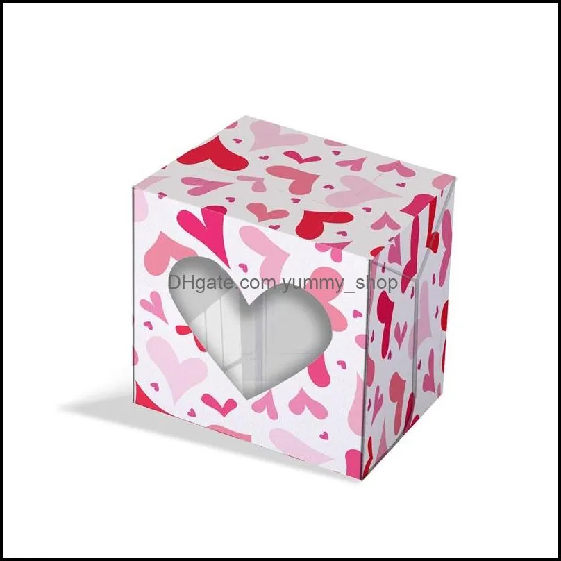new12pcs/set valentines day gift wrap box valentines party goodie boxes with pvc heart shaped window pink red rrb13150