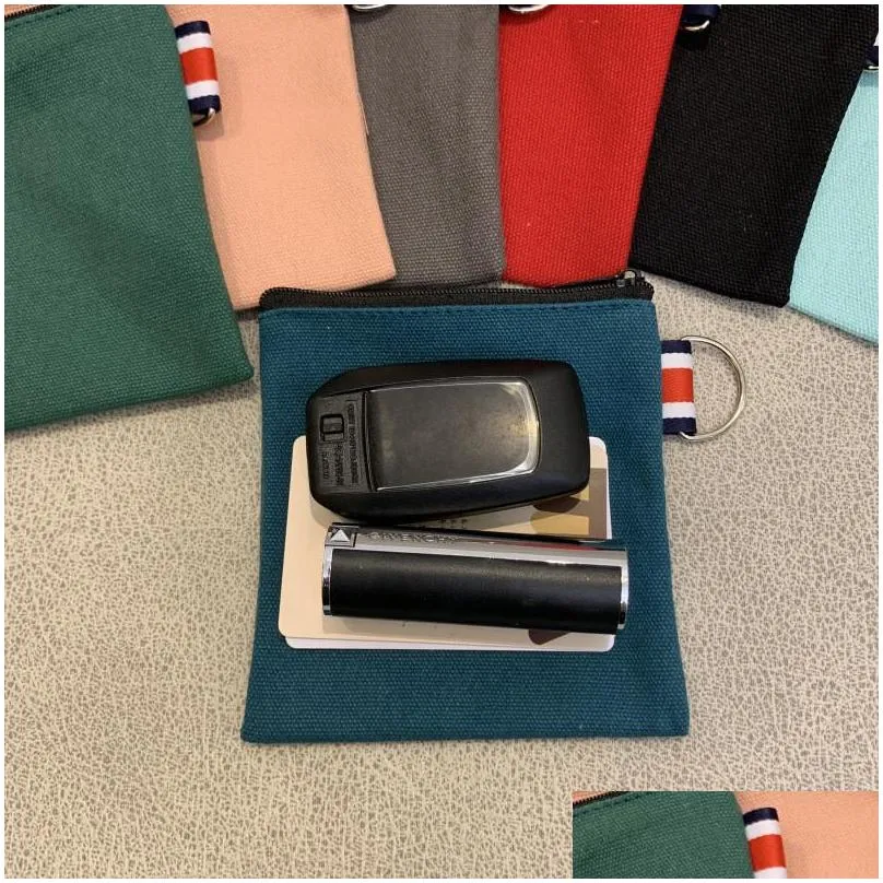 colorful blank canvas zipper pouches cotton cosmetic bags makeup bags cotton canvas coin purse factory wholesale lx2773