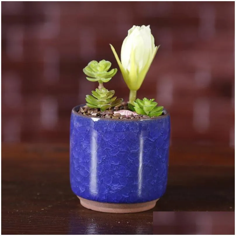 ice cracked mini ceramic flower pot colorful cute flowerpot for desktop decoration meaty potted plants planters 8 colors