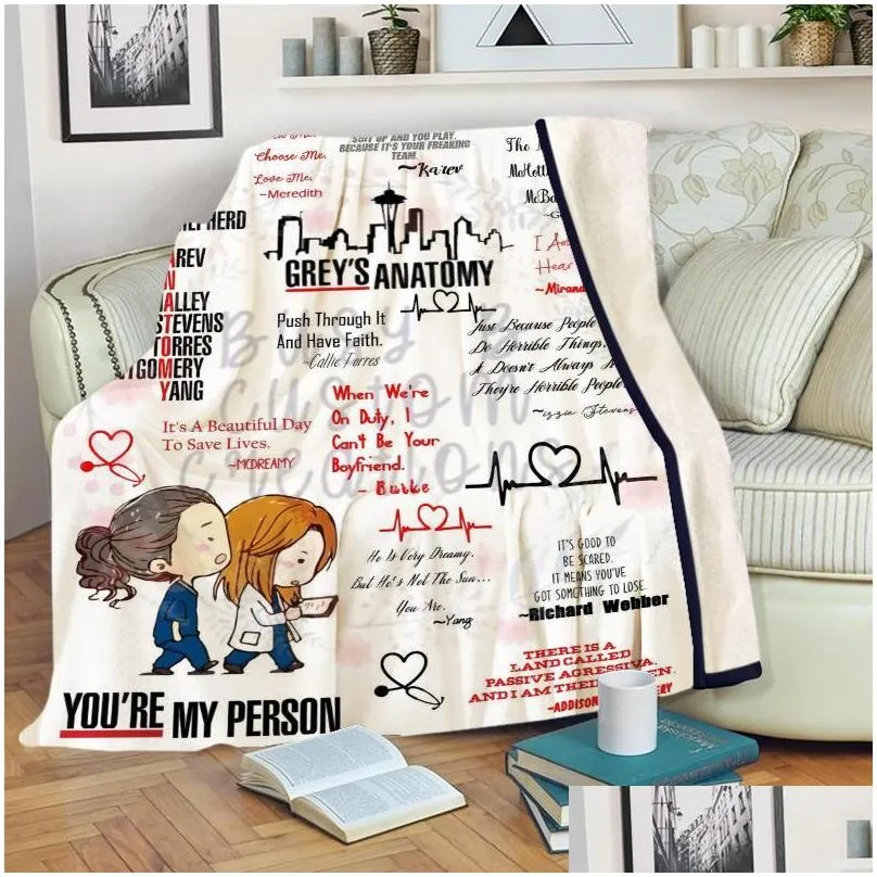 blankets 3 size greys anatomy friendship blanket high quality flannel warm soft plush on the sofa bed suitable