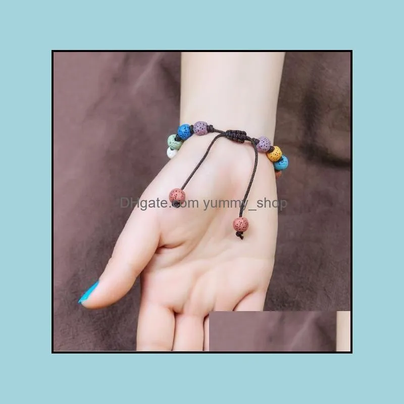 fashion bohemian colorful lava stone bead bracelet for women jewelry accessory essential oil diffuser bracelet