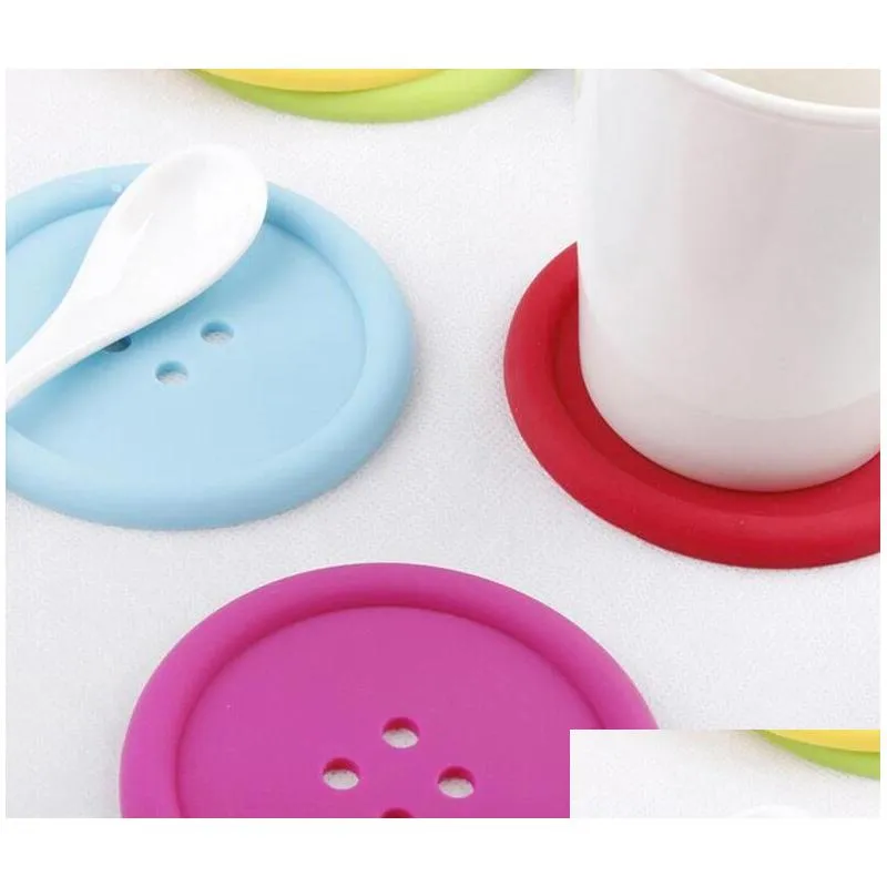 1000pcs round silicone coasters button coasters cup mat home drink placemat tableware coaster cups pads 5 colors