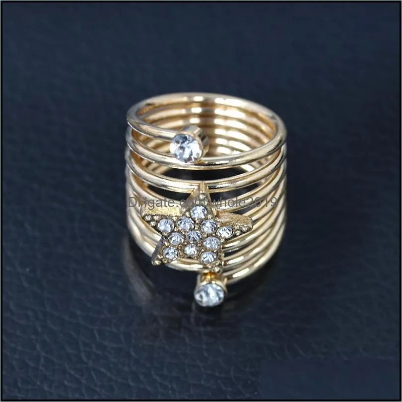 engagement rings elegant rhinestone pentagram star love spiral spring finger ring wedding ring