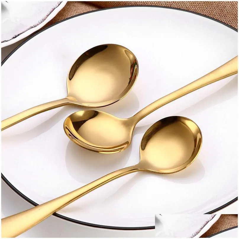 golden tea spoon stainless steel mini gold coffee spoon for milk tea small dinnerware tableware kitchen dining tools lx0090