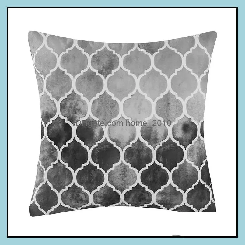 square nordic ins geometric pillowcase digital printed flannel pillow cushion cover home sofa 45x45cm