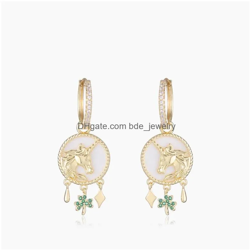 fashion jewelry shamrock shell earrings elegant eardrop earrings