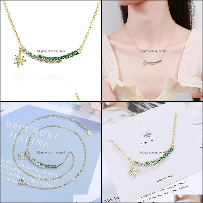 gold plated crystal green white zircon graduated pendant necklace womens fashion jewelry short collarbone chain wedding party dz569