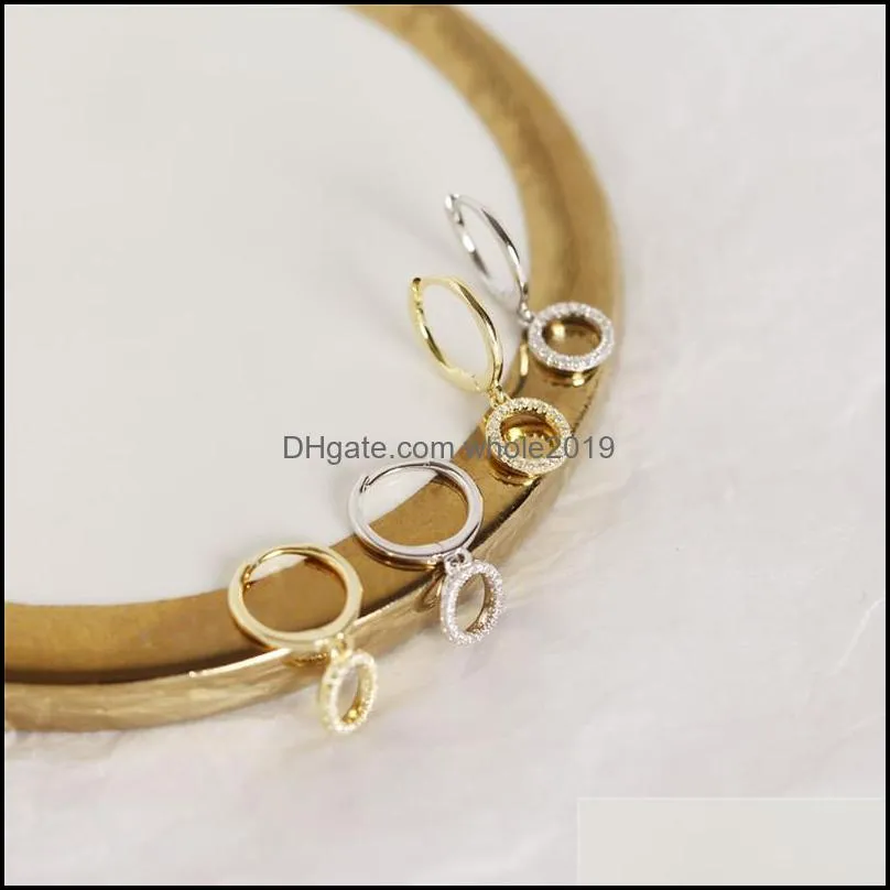 genuine 925 sterling silver hoop earrings women japan korea trendy zircon round circle pendant earring fine jewelry yme533