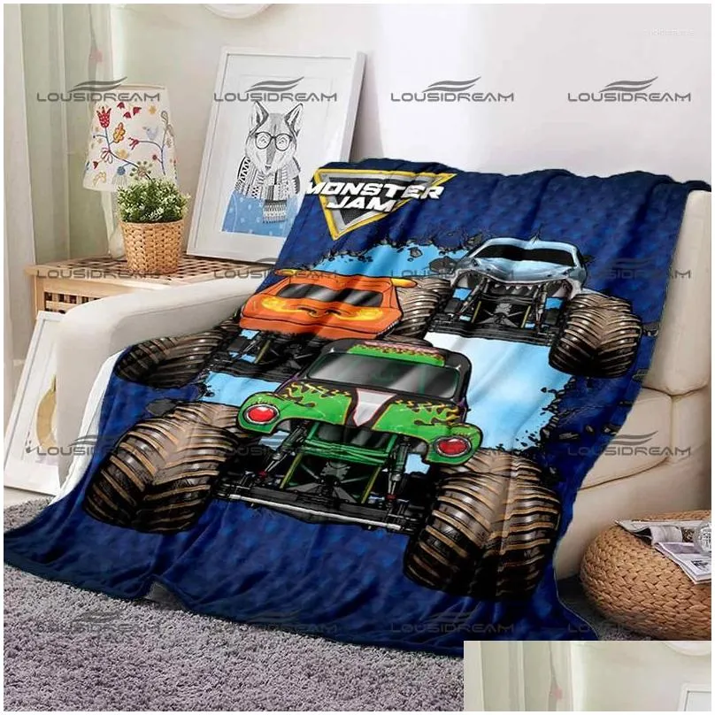 blankets classic monster jam pattern blanket truck warm flannel thin portable home travel office lunch break