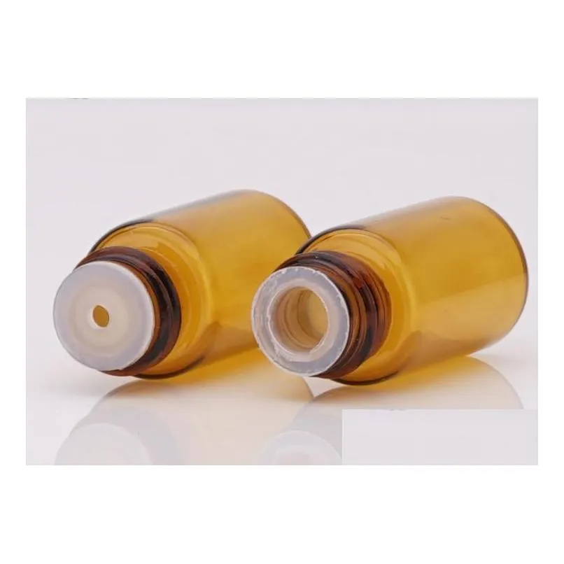 dhs 1ml 2ml 3ml 5ml small amber glass sample bottle vials with orifice reducer black cap for aromatherapy  oils sn3187