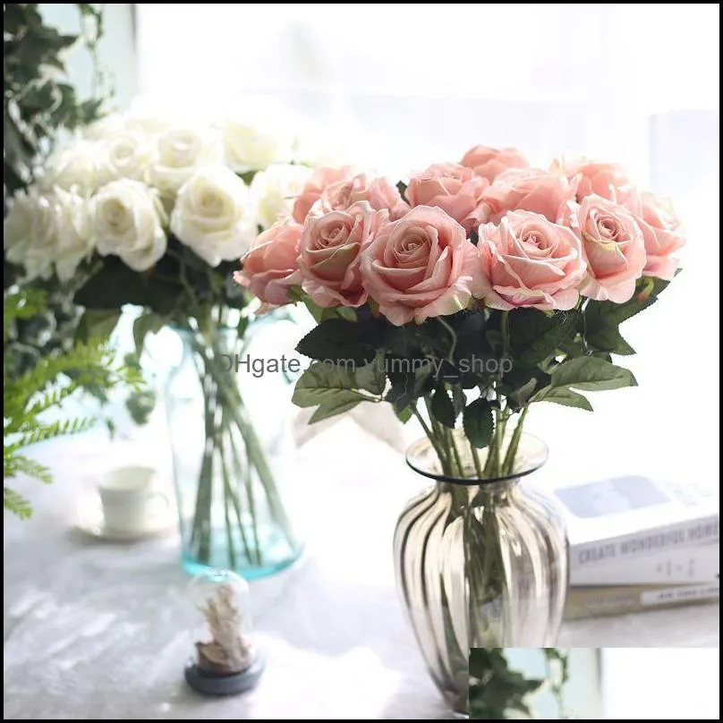 newwedding supplies real touch material artificial flowers rose bouquet home party decoration simulation roses crafts rra10674