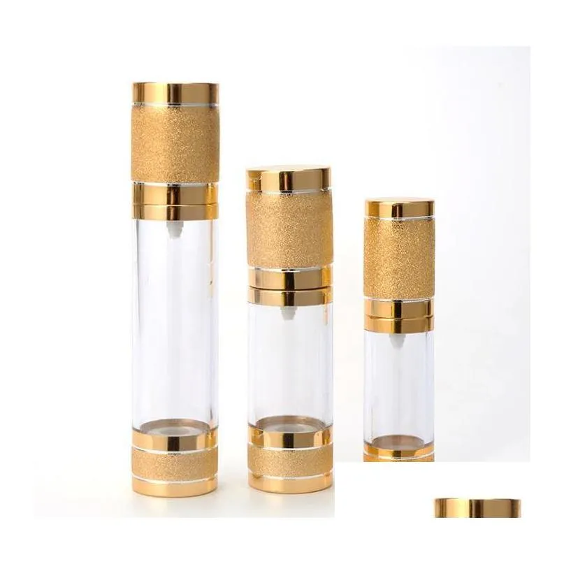 15 30ml gold cosmetic airless pump bottle portable refillable pump dispenser bottle for lotion airless pink cosmetic container sn5089