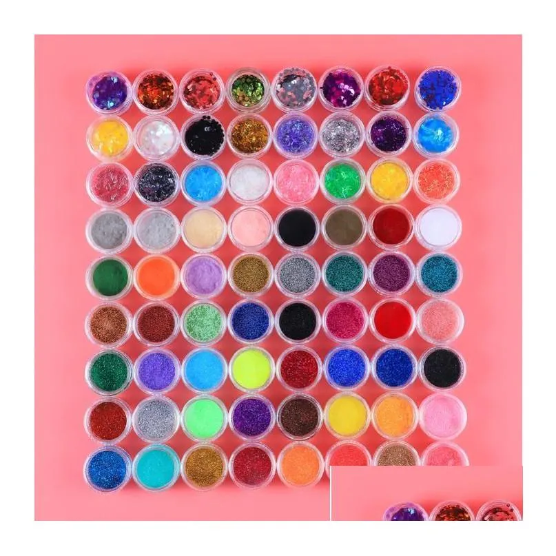  72 colors acrylic glitter powder kit all for manicure acrylic nail kit brush for nail pusher varnish semi permanant uv set