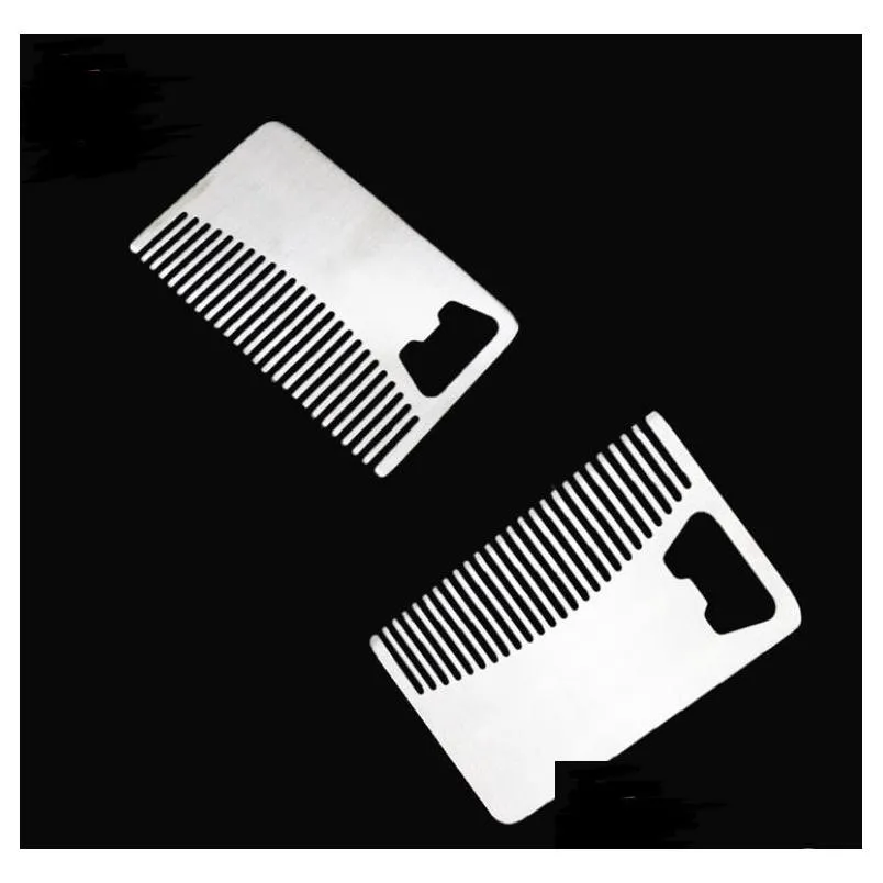 fast shipping card style mens mustache comb beer openers anti static stainless steel comb bottle opener sn4426