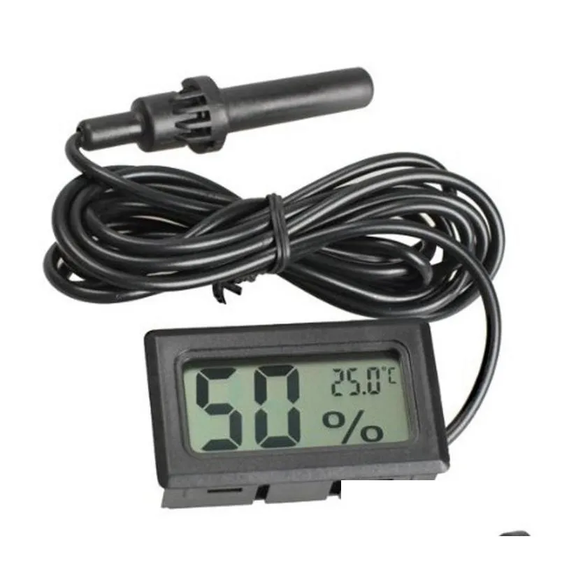 mini digital lcd thermometer hygrometer temperature humidity meter thermometer probe white and black in stock shipping sn2476