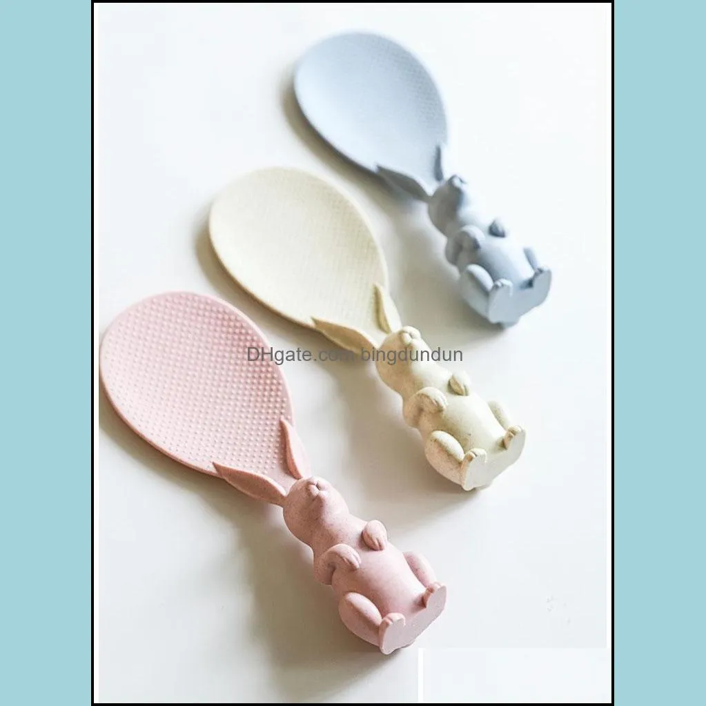 creative wheat straw ric e spoon cute rabbit nonstick rice stereoscopic rice shovel household plastic cartoon