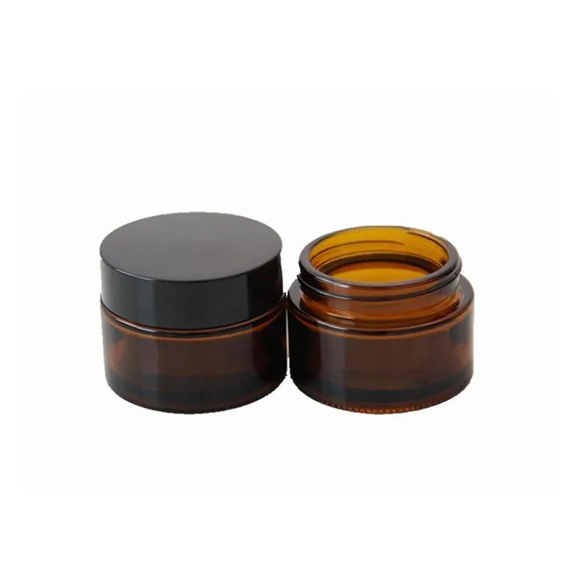 brown amber glass cream bottle jar black lid 5g 10g 15g 30g 50g 100g cosmetic jars packing bottles