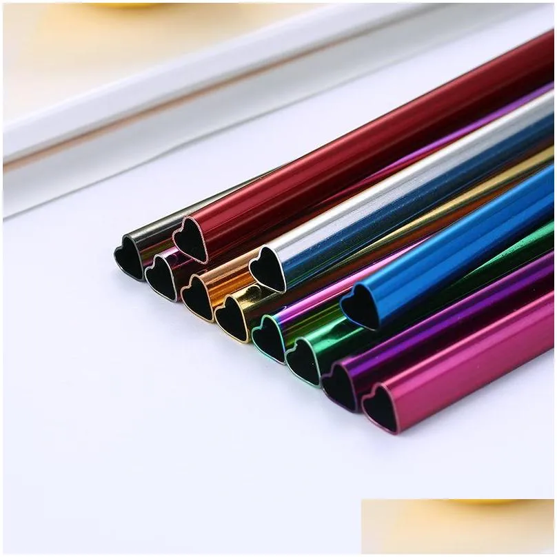 drinking straw reusable metal straw heartshaped bubble tea straws 304 stainless steel pearl milkshake straw 21.5cm lx3094