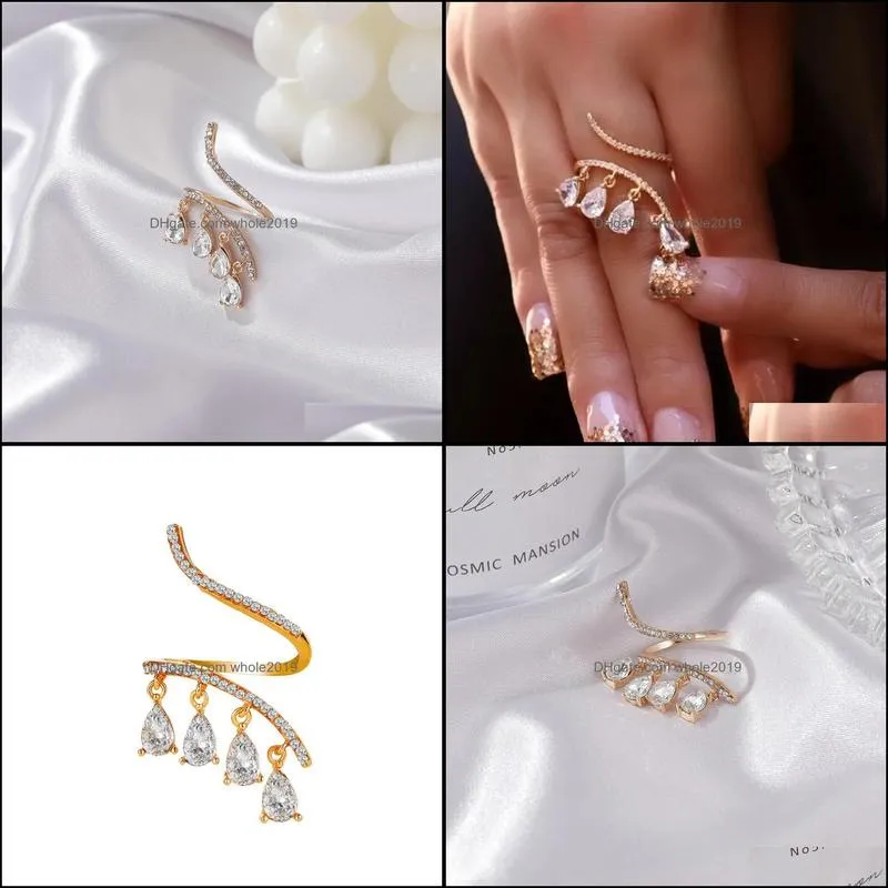 forefinger rings fashion accessories creative zircon female fashion drop crystal ring opening index finger ring