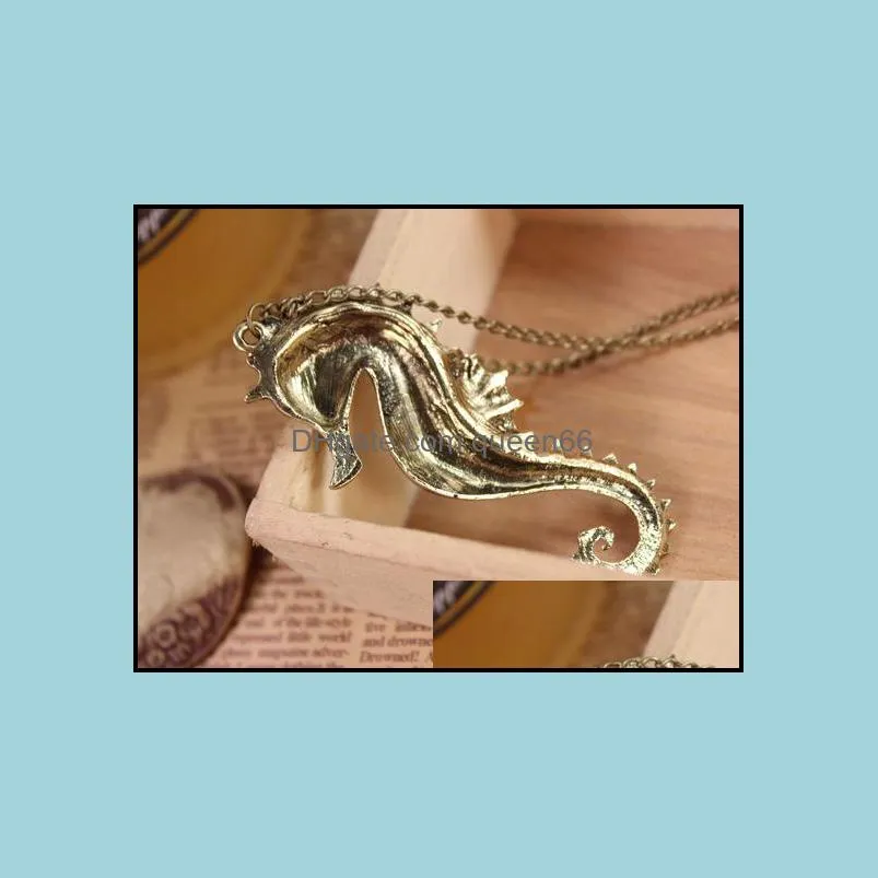 necklaces pendants black bronze tone metal sea horse dangle pendant necklace jewellery gift chain pendant necklace