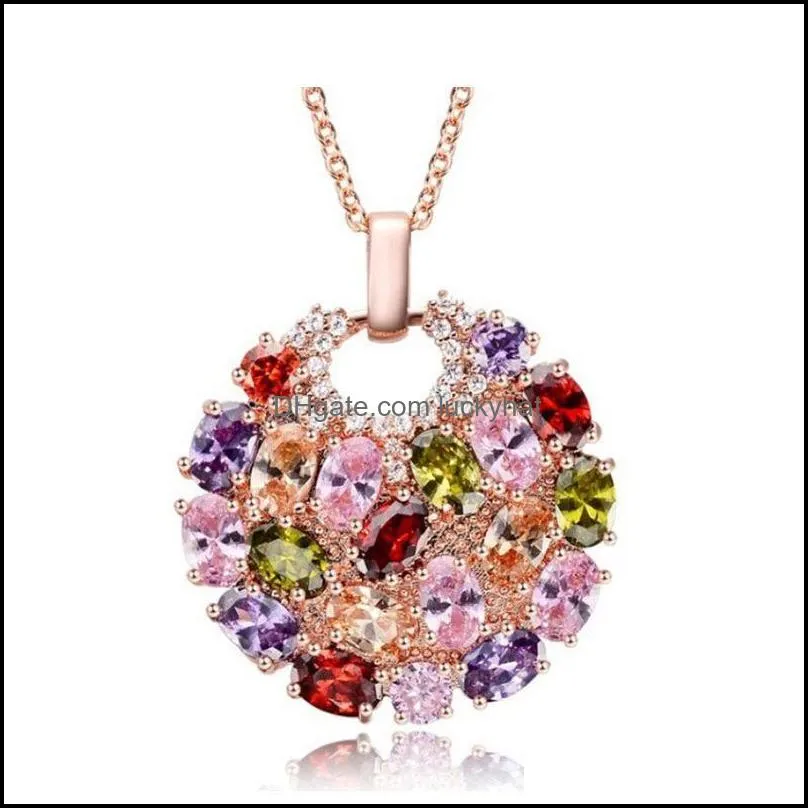 wholesale super shining colorful zircon necklace fashion environmental protection copper womens gorgeous tree necklace shipping