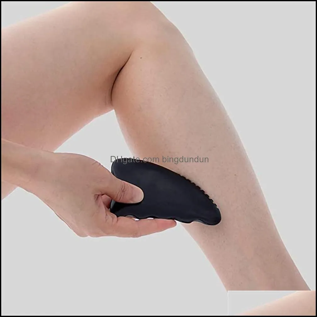 factory gua sha facial body massage tools unique 9edge bian stone with ridges gentle guasha scraping tool black rrf14228