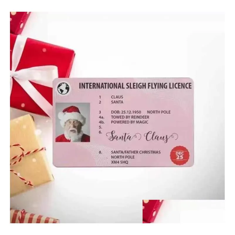 santa claus flight cards sleigh riding licence tree ornament christmas decoration old man driver license entertainment props sn5916