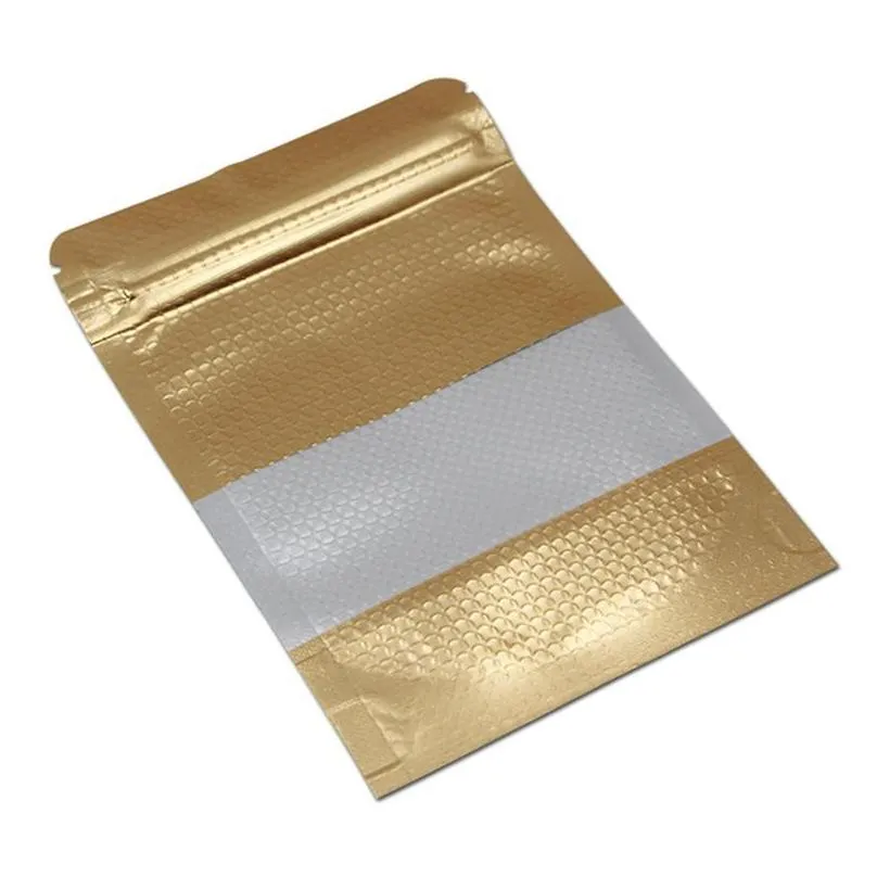 gold with window stand up aluminum foil bag lines self seal food storage doypack coffee tea snack party pouch bag lx180