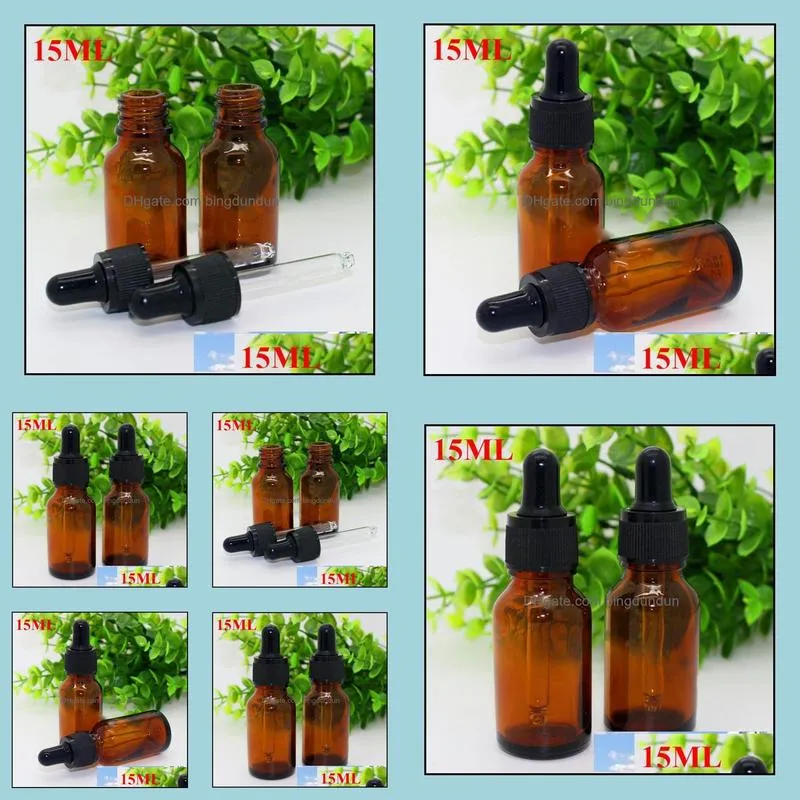 e juice 15ml glass amber bottles with glass dropper dripper bottle dropper bottle for e liquid ecig oil 15ml with black caps