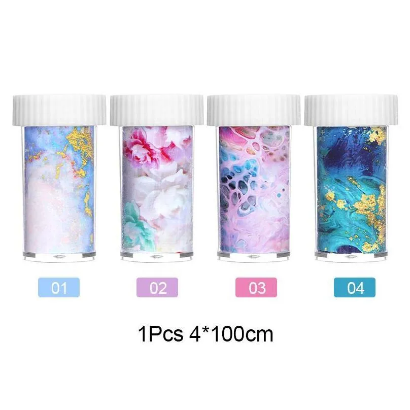marble nail foil for manicuring uv gel polish sticker colorful flowers design transfer decal nail art decoration wraps