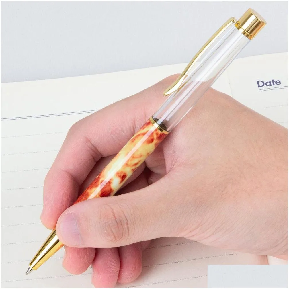 diy pen marble crystal ballpoint pens handmade selfassembling sand shell glitter foating