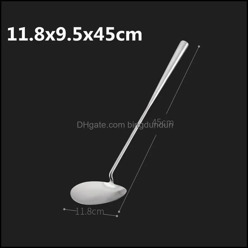 stainless steel big long handle spatula spoon scoop restaurant canteen chef large pot shovel kitchen utensil set bamboo