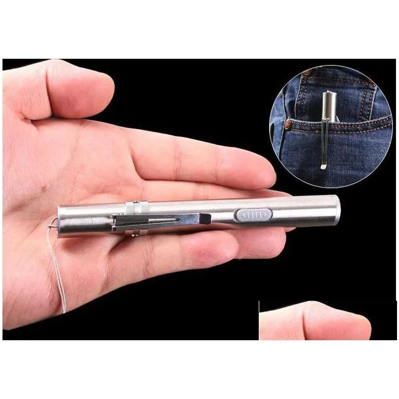 mini usb stainless led flashlight keychain rechargeable torch pen flashlights portable led lamp outdoor camping light za2481