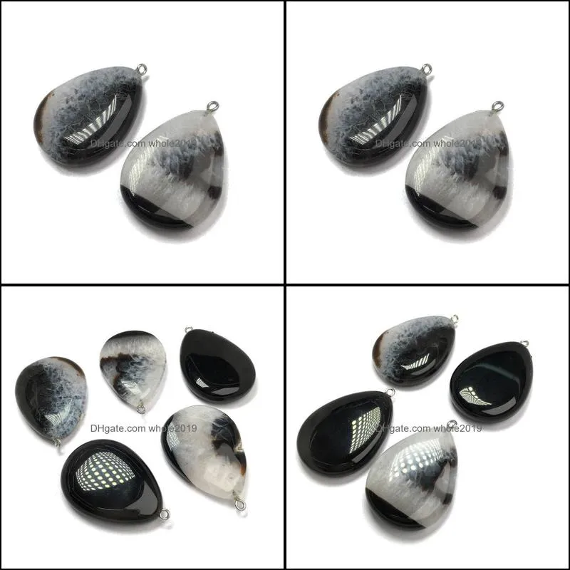 charms natural stone agates pendant water drop shape exquisite pendants for jewelry making diy necklaces accessories 30x45m