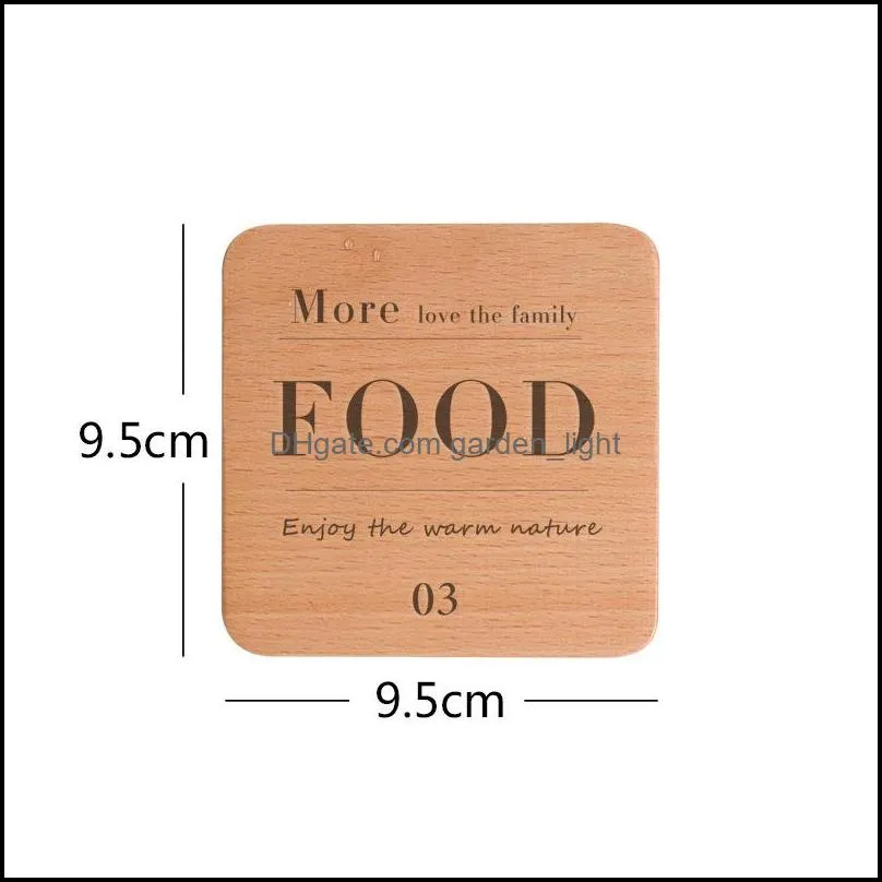 wood coaster square round mug coasters heat insulation cup mug placemat wooden drink coaster home accessory