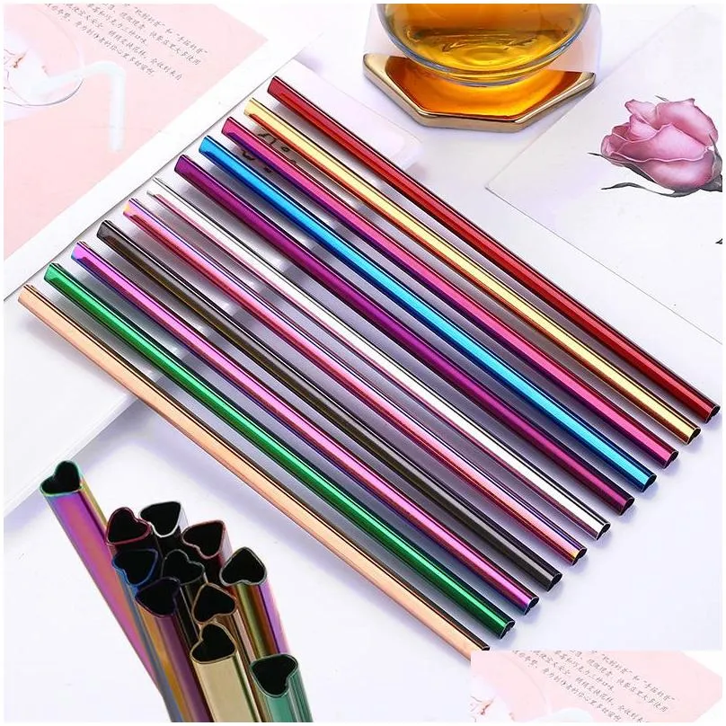 drinking straw reusable metal straw heartshaped bubble tea straws 304 stainless steel pearl milkshake straw 21.5cm lx3094